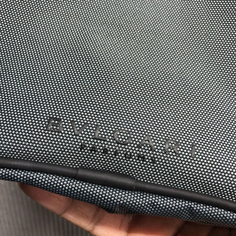 Bvlgari Parfums Folding Travel Cosmetic Bag Gray Black 2 Organization Pockets